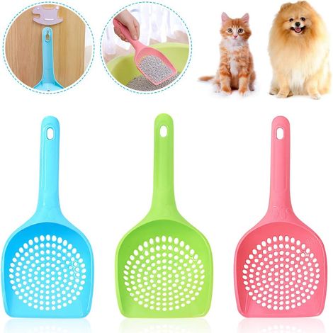 Pelle à Litière pour Chat, 3 Pièces bac à Litière Plastique pour Chat, Animal dômestique Pelle à Litière avec Poignée Antidérapante, Animal Propre Les Fournitures de Nettoyage-Fei Yu (1/3)