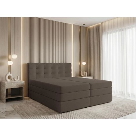 AX LIVING Finike Boxspringbett 180x200 cm, Doppelbett, 2 Matratzen, Braun
