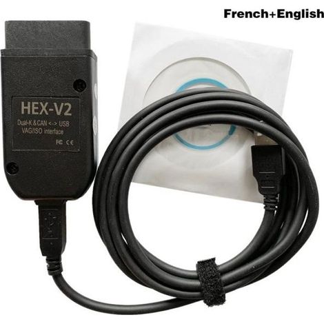 Câble de diagnostic Interface Vcds HEX V2 VAGCOM 20.4.2 VAG COM 19.6 POUR VW pour siège AUDI Skoda (1/4)