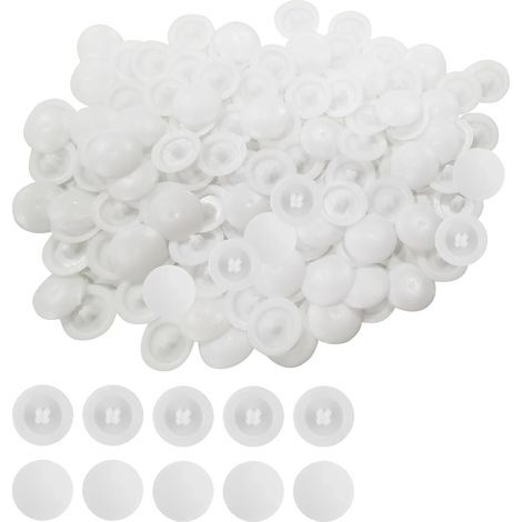 Cache Vis Blanc, Imperméable, Rond, 100 Pièces, Plastique, Cruciforme 7 mm pour Meubles, Couvercles de Protection Décoratifs, Installation Murale (1/5)