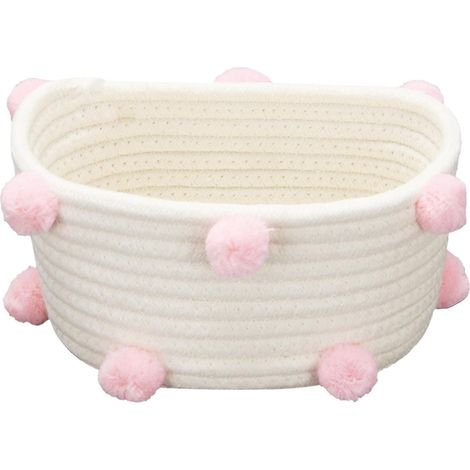 Gewebter Aufbewahrungskorb aus Baumwolle mit niedlichen Zierquasten, Aufbewahrungsbox für Accessoires, nordischer Stil, Organizer für Kosmetik und Spielzeug.
