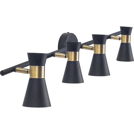 Eufo plafón en negro con acabado en oro de 4 luces para bombilla GU10