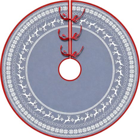 Arbre De Noël - Jupe Pour Arbre De Noël Imprimée - Diamètre 90 Cm - Motif Flocons Et Renne - Décor Festif Pour Base D'Arbre - 1 Pièce (1/5)