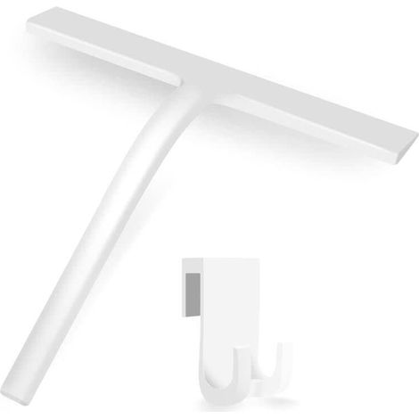Limpiador de ducha de silicona con gancho de pared sin taladrar - Limpiador de ducha para puertas de ducha, ventanas, vidrios de automóviles, azulejos, vidrio blanco 22CM