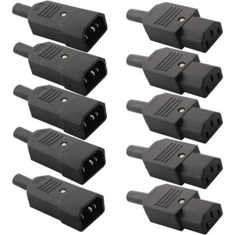 10pcs Male Female Socket Socket,Kettle Plug,Computer Printer Monitor Plug,Mains Connector AC 250V 10A(Weldable) (1/5)