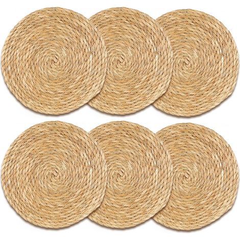 Set mit 6 runden, geflochtenen Platzsets aus Wasserhyazinthe: 30 cm, Untersetzer, Wohnzimmerdekoration, Platzsets für den Außenbereich (1/5)