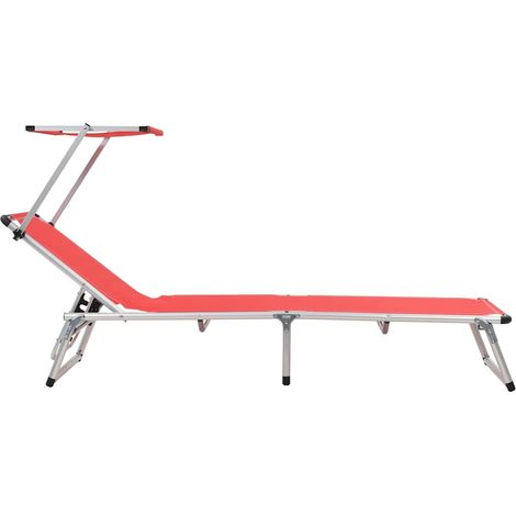 Maison Exclusive - Lettino Pieghevole con Tettuccio Alluminio e Textilene Rosso (1/5)