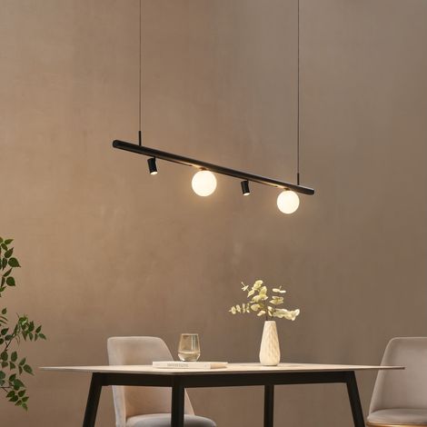 Schwarze Pendelleuchte Magnetsystem 16W 2 Kugeln und 2 LED-Spots - Lyne (1/5)