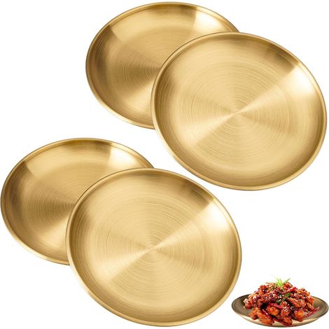 Pieces Round Decorative Gold Stainless Steel Dishes (1/5)