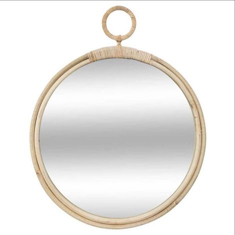 Miroir "Gousset" rotin D38cm - Atmosphera createur d'interieur - Doré (1/3)