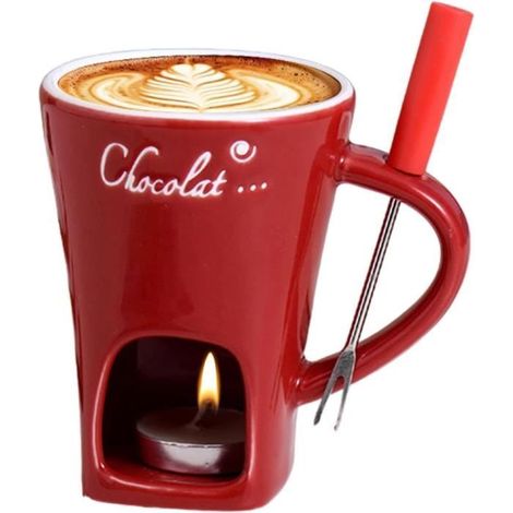 200ml Tasses À Fondue Au Chocolat, Tasse À Fondue Candy avec Fourchette Fondoir pour Chocolat Et Fromage Service À Fondue,1pc (1/4)