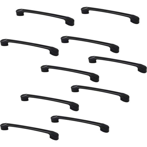 Set di 10 maniglie per ante di armadi e cassetti in lega di zinco nero opaco, lunghezza 166 mm.