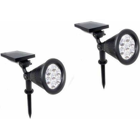 2 Faretto 7 led picchetto ricaricabile con pannello solare 3 watt faro crepuscolare luce calda 3000k ip65 (1/4)