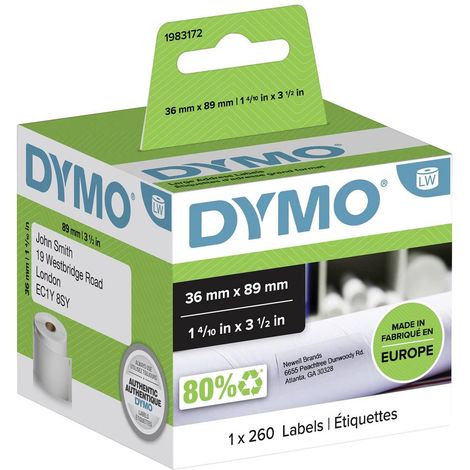DYMO 1983172 Rotolo di etichette 89 x 36 mm Carta Bianco 260 pz. A tenuta permanente Etichetta per spedizioni (1/5)