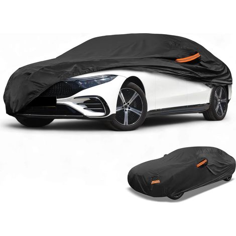 Housse Voiture Imperméable Noire Anti-UV Protection Pluie Couleur Noire Protection Soleil Et Pluie Couverture Complète Longueur 165 Dimensions 420x170x145cm (1/5)