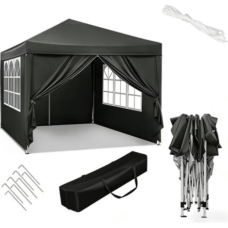 Gazebo da giardino 3x3 m grigio con struttura in ferro e telo Oxford (1/4)