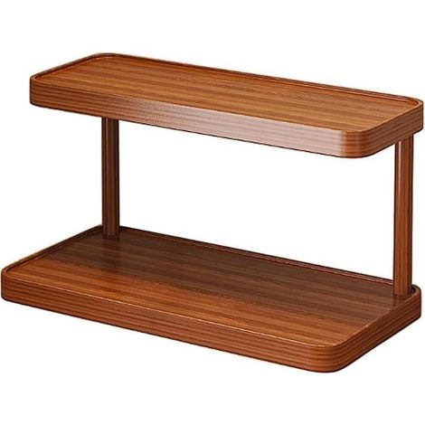 2-stöckiges Ablageregal aus Bambus und MDF für die Küchenarbeitsplatte, Becherhalter und Tassenablage, 30 x 14 x 14,5 cm