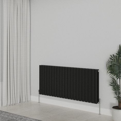 WarmeHaus Horizontal 600x1428mm Flat Panel Radiator Black Double (1/5)
