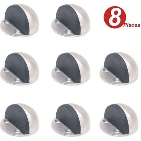 Set mit 8 bodenmontierten Türstoppern, Edelstahl 304, Gummi, hochbeständige, gebürstete Oberfläche