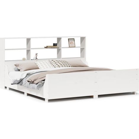 Maison Exclusive - Massivholzbett mit Regal ohne Matratze Weiß 18