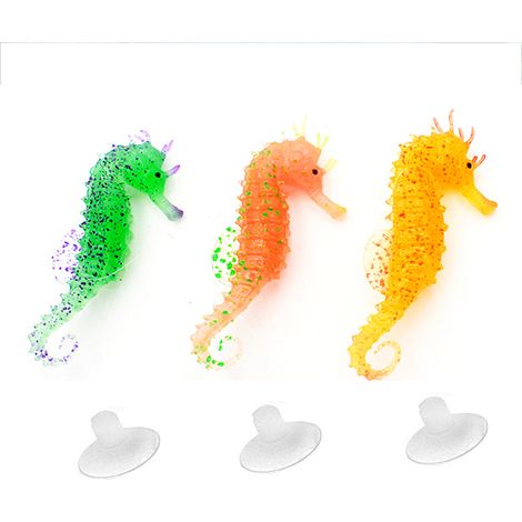 Ornement lumineux hippocampe pour aquarium, lot de 3 (1/2)