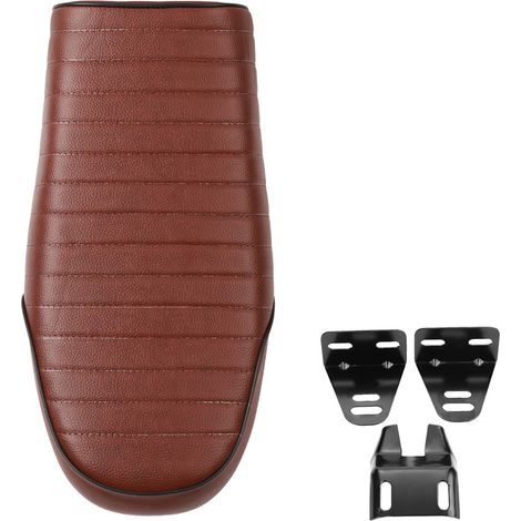 Selle Moto Vintage Cuir PU Café Racer Coussin Plat pour CG125 GN CB400SS (1/5)