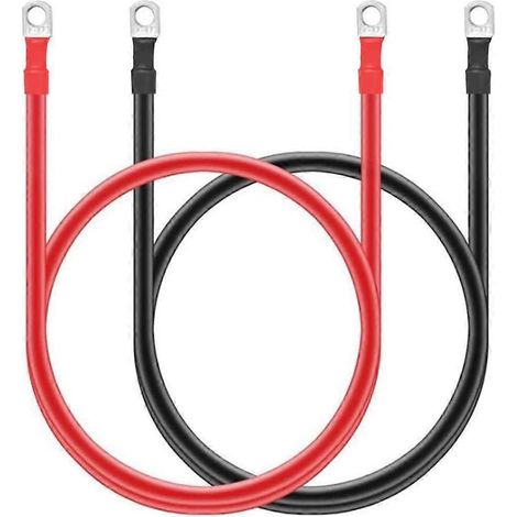 Due cavi per batteria in rame puro 5AWG con fori di cablaggio da 3/8 di pollice, adatti per applicazioni solari, camper, auto e nautiche, con un diametro del filo di 50 cm. (1/5)