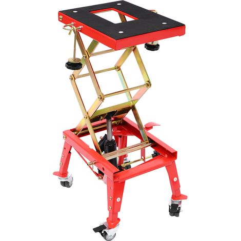 Virellio – Table élévatrice pour moto – Cric de moto hydraulique professionnel – Plateforme de levage avec roulettes – Charge 160 kg, hauteur 30,5-80 cm – Pour l'entretien de motos (1/5)