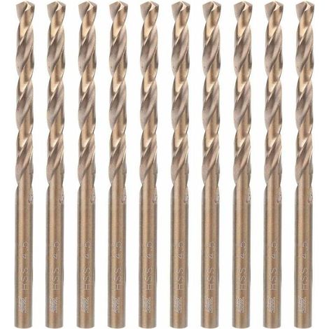 Courts 10pcs Forets Hélicoïdaux en Acier Haute Vitesse Forets HSS Outil de Forage pour Acier Inoxydable Plaque de Fer Bois (4.5mm) (1/5)