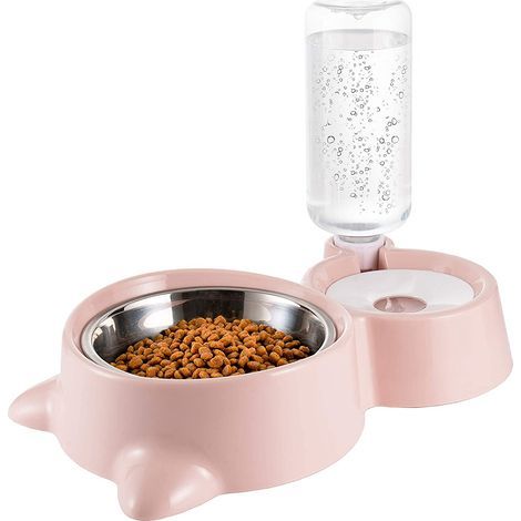 Gamelle double avec distributeur d'eau pour chat et petit chien (1/5)