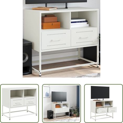 Stahl - TV-Schrank Weiß 68x39x60,5 cm Stahl (1/5)