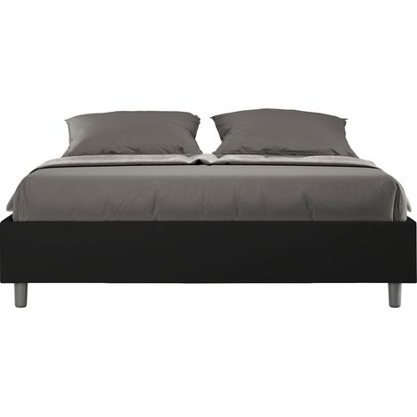 Letto Matrimoniale 160x190 cm Senza Rete Senza Testata Imbottito in Similpelle Azelia Nero (1/4)