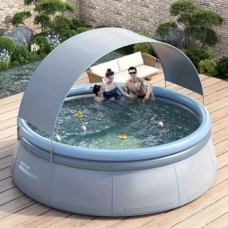 Piscine gonflable extérieure résistante, en PVC renforcé triple couche, 180 cm, idéale pour les jardins. (1/5)