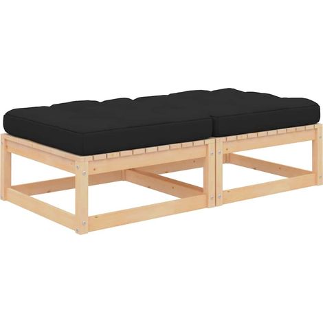vidaXL Repose-pieds de jardin avec coussins lot de 2 Pin massif (1/5)
