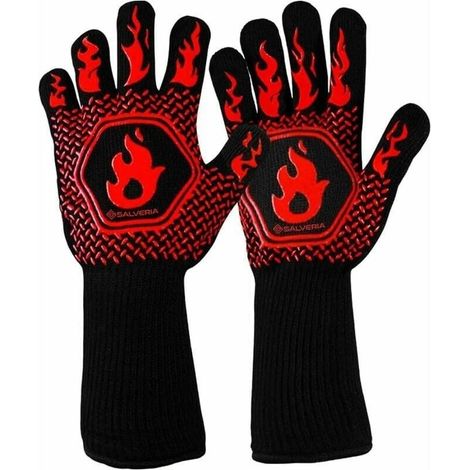 Gant four anti chaleur gant cheminee anti feu Résistant jusqu'à 800°C pour la protection contre les risques thermiques gants four anti chaleur barbecue 32cm (1/4)