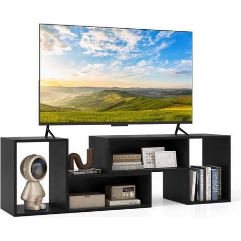 Support de télévision console 2 pièces, centre de divertissement minimaliste moderne - noir (1/5)