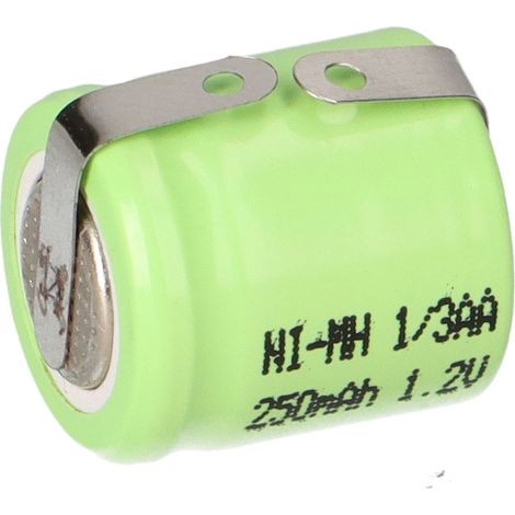 Akku-Zelle 1/3AA 1.2V 250mAh NI-MH U Lötfahne (1/5)