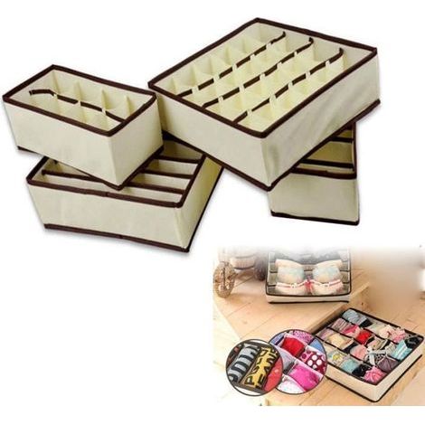 (Beige) 4er-Set Aufbewahrungsboxen für Socken – für Unterwäsche (1/4)