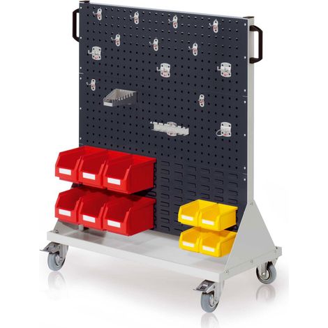Kappes RasterMobil® mobiler Arbeitsplatzschrank Größe 3 1230x1000x500mm 4 Lochplatten 2 Schlitzplatten 31-teilig - anthrazitgrau