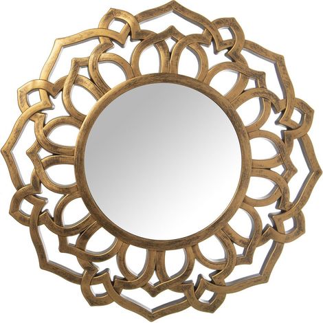 Miroir Mural Rond en Plastique doré 4 x 54 x 57 cm