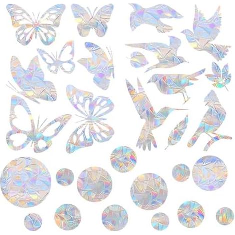 Lot de 42 autocollants de fenêtre prisme - Protection contre les oiseaux - Anti-collision - Pour fenêtre - Arc-en-ciel - En PVC hautement transparent - Empêche les coups d'oiseaux sur les (1/5)