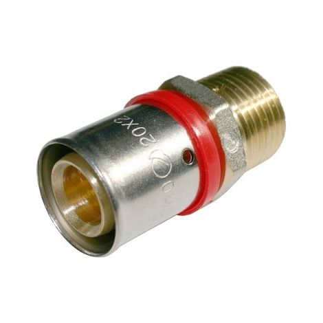 Raccord fileté 3/4'' mâle multicouche pour tube 25 mm, nécessitant une machine à sertir, gris (1/5)