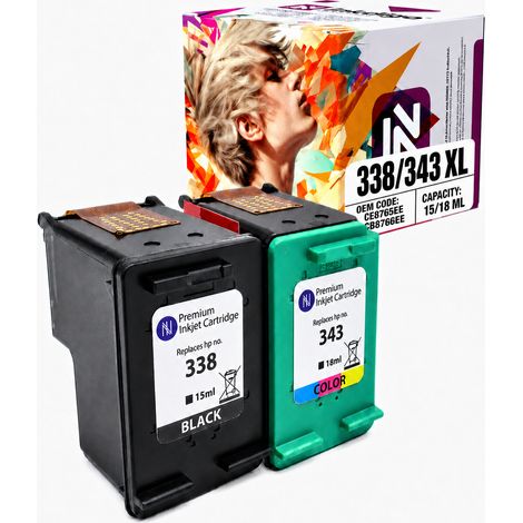 Inkdigo Tinte 338 XL 343 XL kompatibel mit HP C3170, C3175 und C3180, TÜV-zertifiziert (1/5)