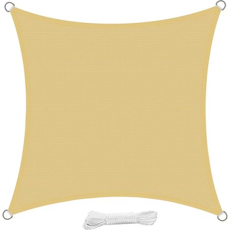 ZOLGINAH Voile d'ombrage Carré 4x4 Mètre Voile Ombrage HDPE Respirant Anti UV pour Jardin Terrasse Patio, Sable (1/5)