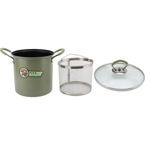 Friteuse avec panier-filtre, 3 litres d'huile, poêle multifonctionnelle en acier au carbone pour la cuisine et le camping. (1/5)