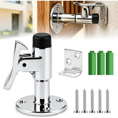 Stop Porte Murale en Acier Inoxydable Avec Patin Amortisseur en Caoutchouc (1/4)