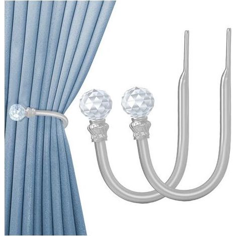 2-teiliges silbernes Gardinen-Raffhalter-Set, Gardinen-Raffhalter, Wandgardinenhaken (1/2)