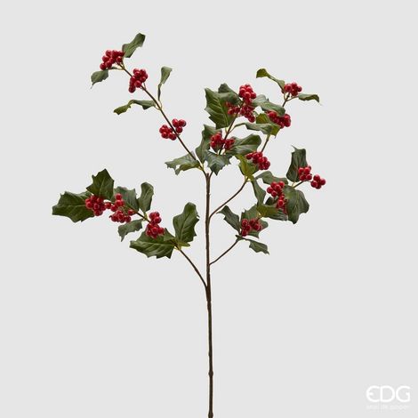 EDG Enzo De Gasperi Rex Ramo Natalizio con Bacche e Foglie H 66 Cm Verde Rosso (1/2)