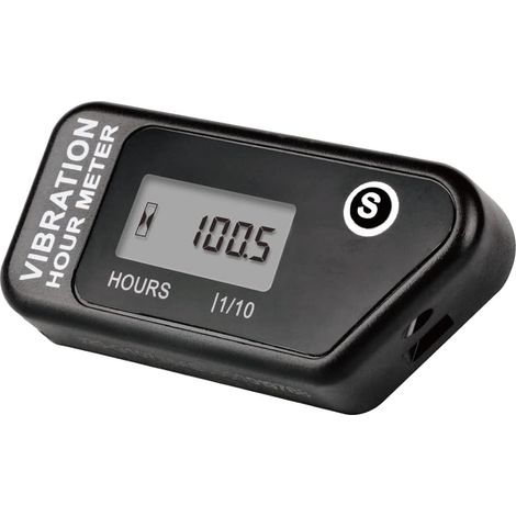 Compteur horaire sans fil alimenté par batterie, jauge de détection de vibration pour tracteur de pelouse, chariot de golf(Black) (1/5)