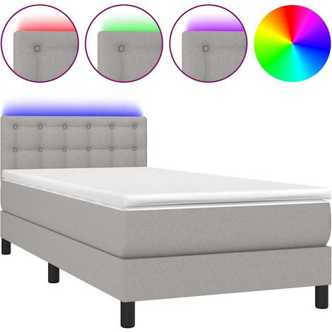Maison Exclusive - Cama box spring colchón y luces LED tela gris (1/5)